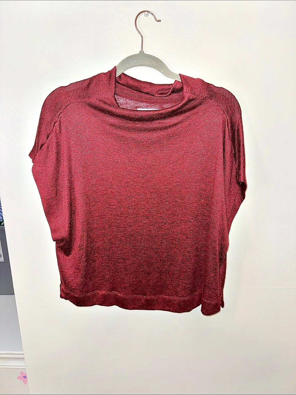 Anthropologie Draped Neck Top in Burgundy Size Large Like New